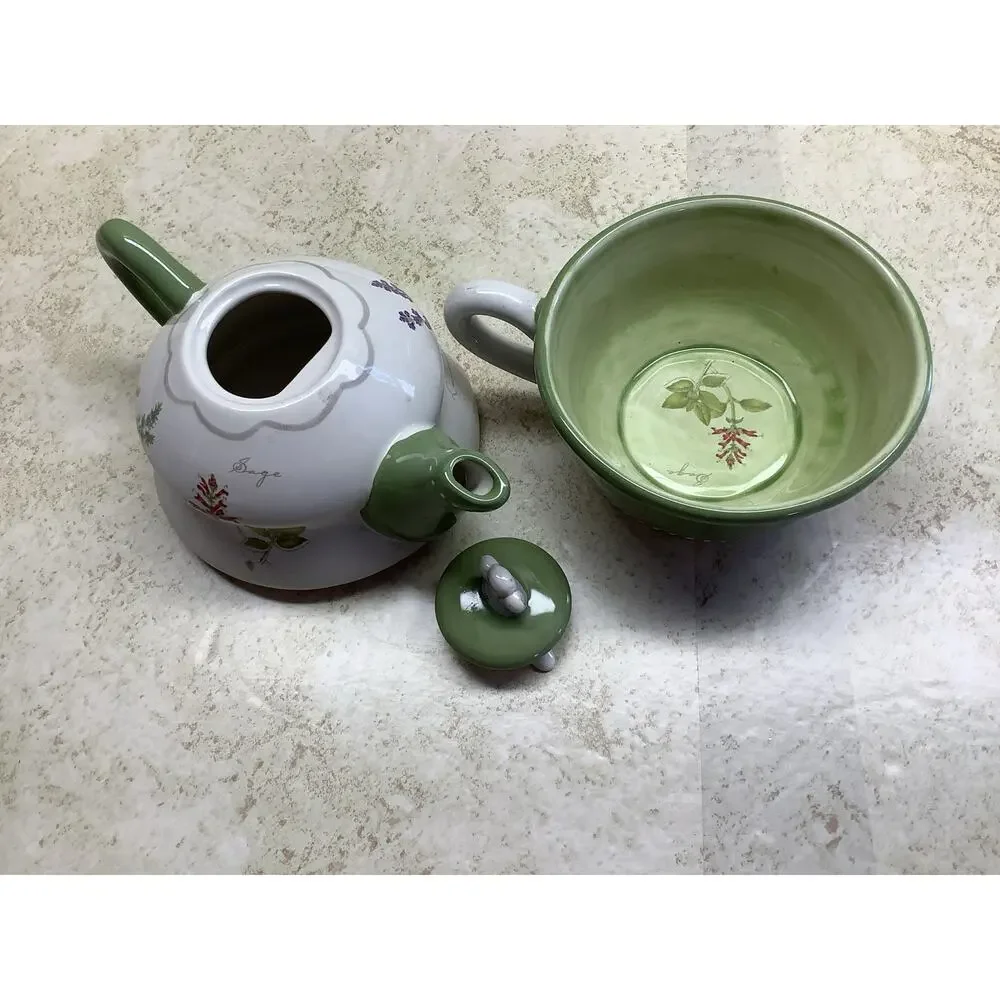 Herb Garden Tea Pot For One - Genuine Sonoma Home Goods - Floral Motif, Lavender
